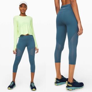 Lululemon Hot Pursuit High-Rise Crop 21" Petrol‎ Blue W6AYXS Size 4